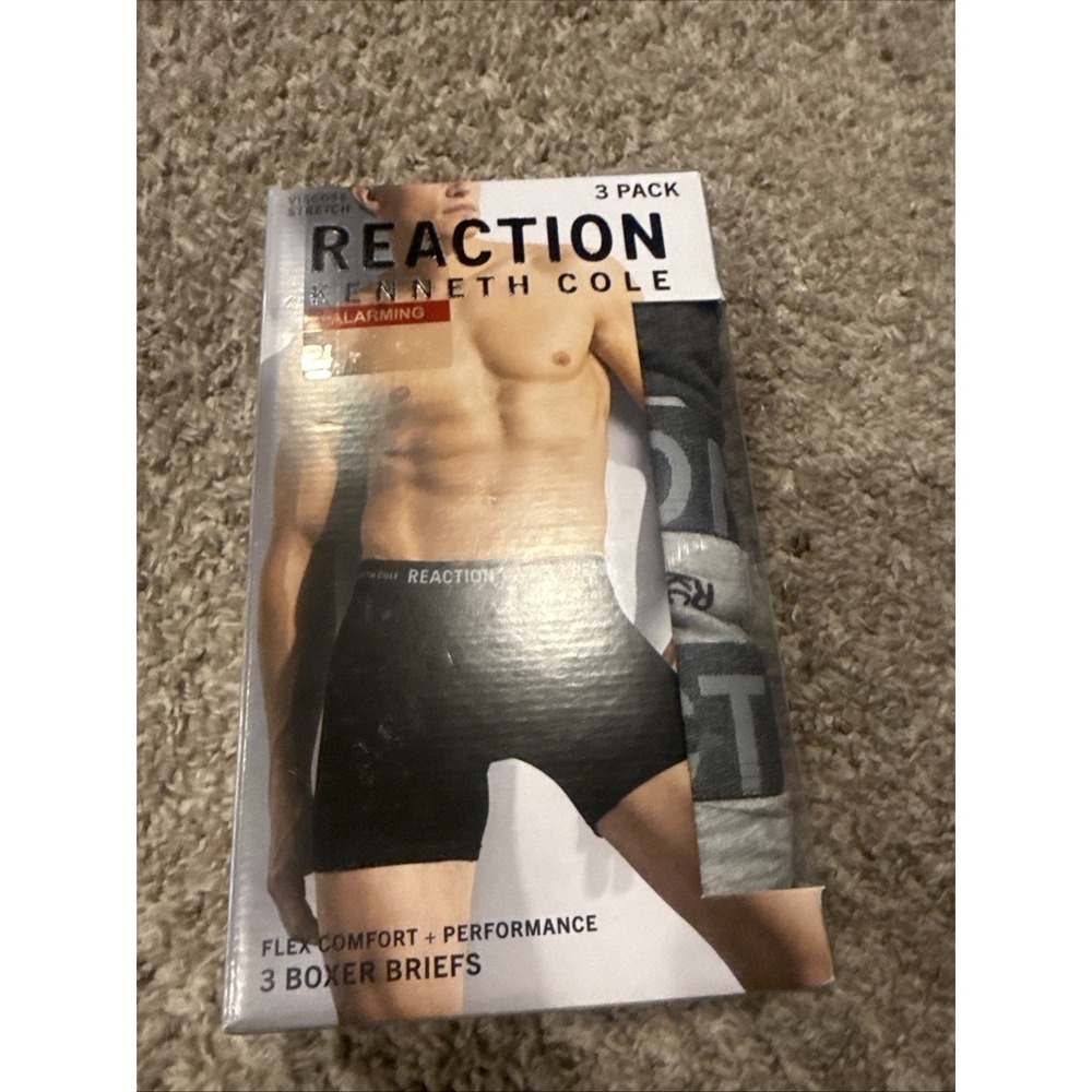 Kenneth Cole Reaction Viscose Stretch Boxer‎ Briefs 3 Pack Size XL Mens Grey NIB